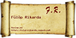 Fülöp Rikarda névjegykártya